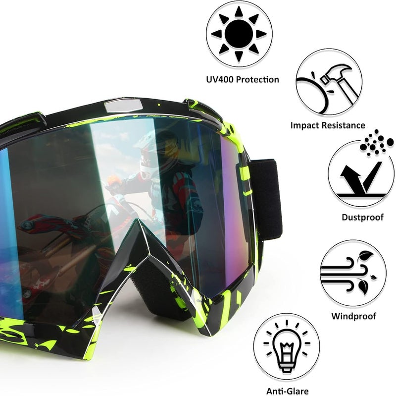 4-FQ Motocross Goggles ATV Goggles Motorcycle Goggles Windproof Dirtbike Goggles Dustproof Racing Goggles Scratch Resistant Moto Goggles Powersport Goggles Offroading Goggles Riding Ski Goggles - Image 2